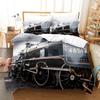 Steam Engine Duvet Cover Set Transportation Old Train King Queen Full Size Polyester Bedding Set For Teen Boys Adult Living Room