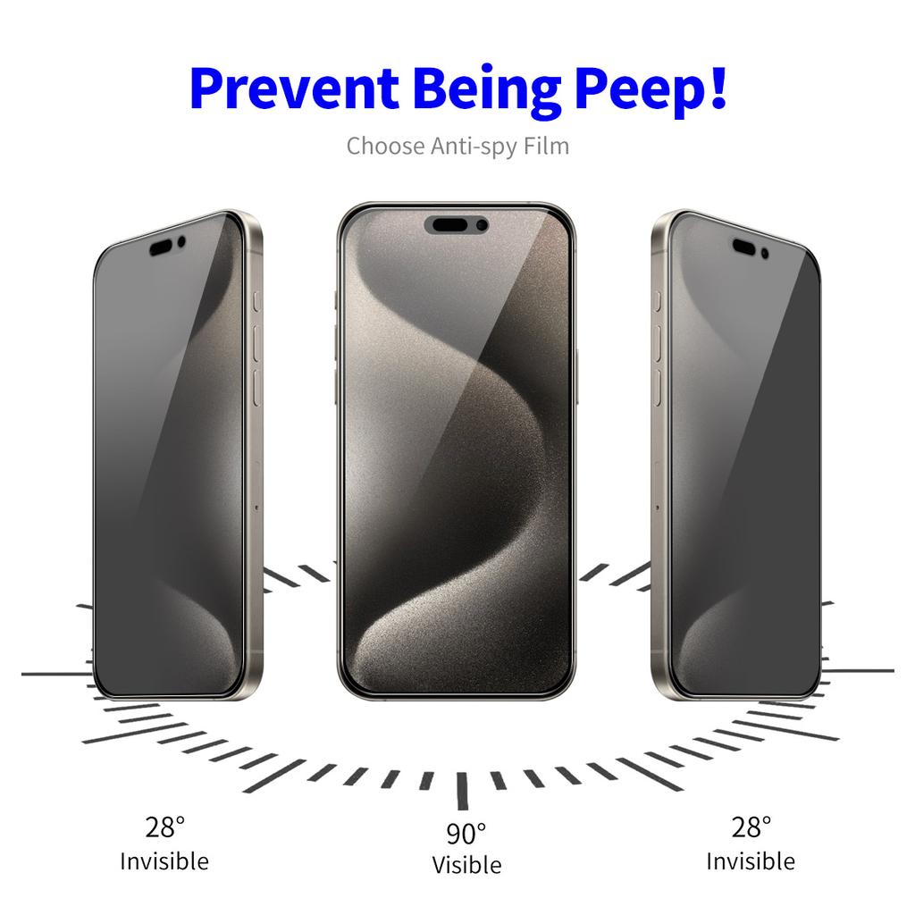 ENKAY HAT PRINCE For iPhone 15 Pro Max Screen Protector Privacy Full Coverage Anti-fingerprint Film