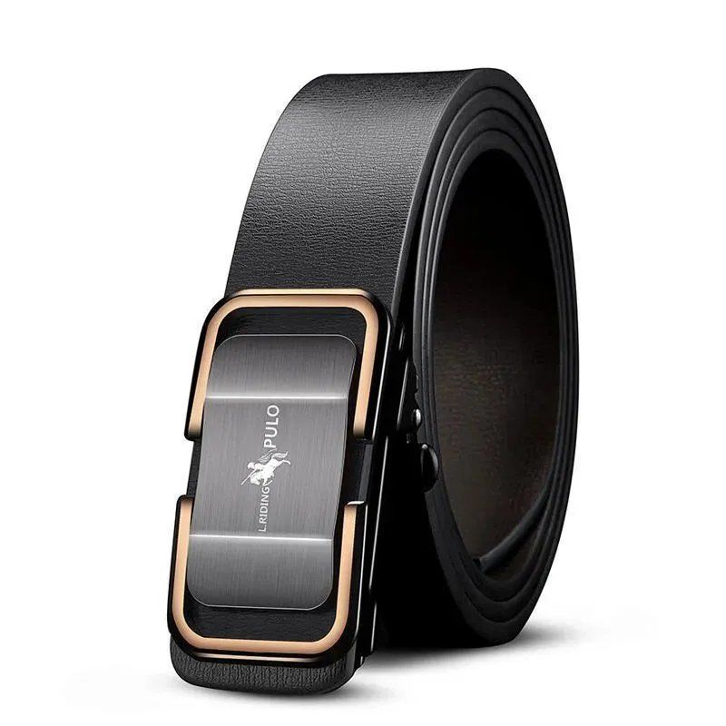 Genuine PULO Belt Men's Soft Leather Automatic Buckle Belt Youth Business Casual All-match Pants Belt