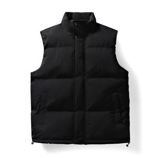 Men Waistcoat Stand Collar Sleeveless Zipper Placket Cotton Vest Coat with Side Pockets Solid