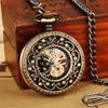 Hollow Carved Hollow Flip Cover Semi-automatic Mechanical Pocket Watch Retro Pocket Watch Male and Female Student Pocket Watch