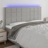 VidaXL LED Headboard Bedroom Furniture Double Bed Accessory Head of Bed Frame Interior Light Grey 3122430