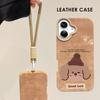 Good Luch Puppy Patterned Printed Leather Case + Lanyard Wrist Strap Protective Shell Soft Silicone Case for iPhone