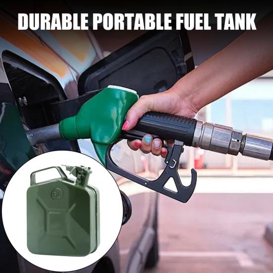 5L Metal Gas Can Spill Proof Fuel Container with Spout And Handle Portable Fuel Storage Tank with Safety Lock Pin for Trucks Cars Motorcycle Equipment