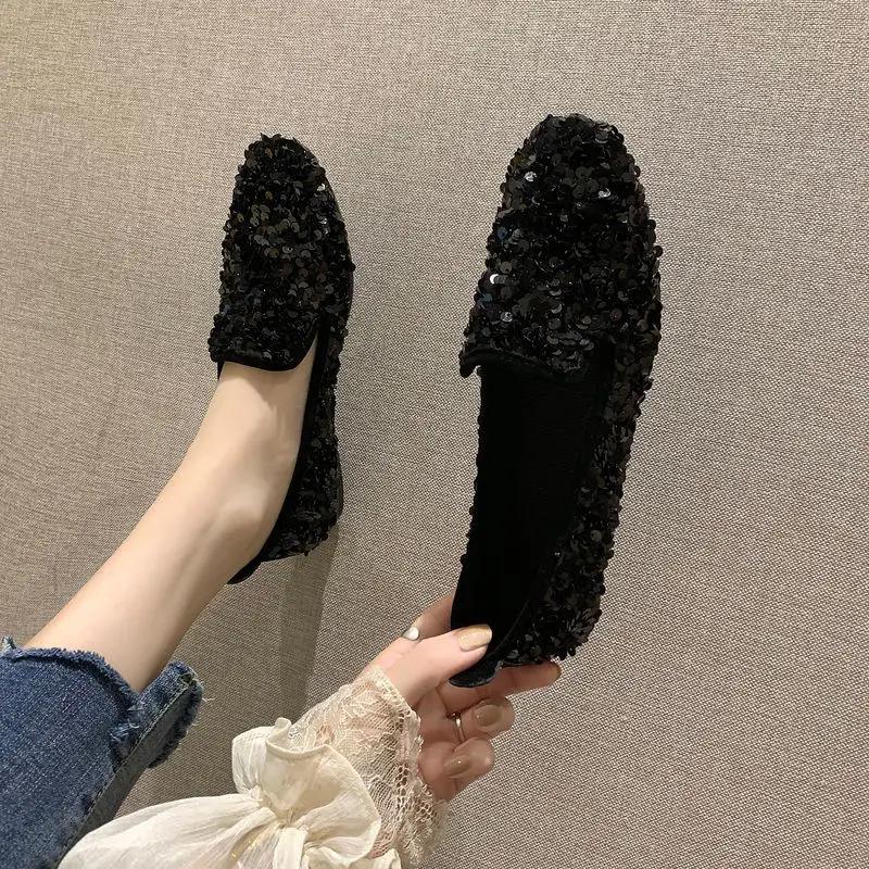 Fashion Woman Flats Round Toe Slip-on Diamond Shoes for Women with Crystals Rhinestone Social Summer 2025 Casual Promotion Sale Shoe Non