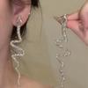 Copper Micro-Inlaid Snake-Shaped Full Diamond Earrings: Trendy, Exaggerated Style for Women