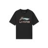 Li Ning Sports Lifestyle Series Graffiti Logo Printed Round Neck Short Sleeve T-Shirt Men Tops Black AHSS879-1
