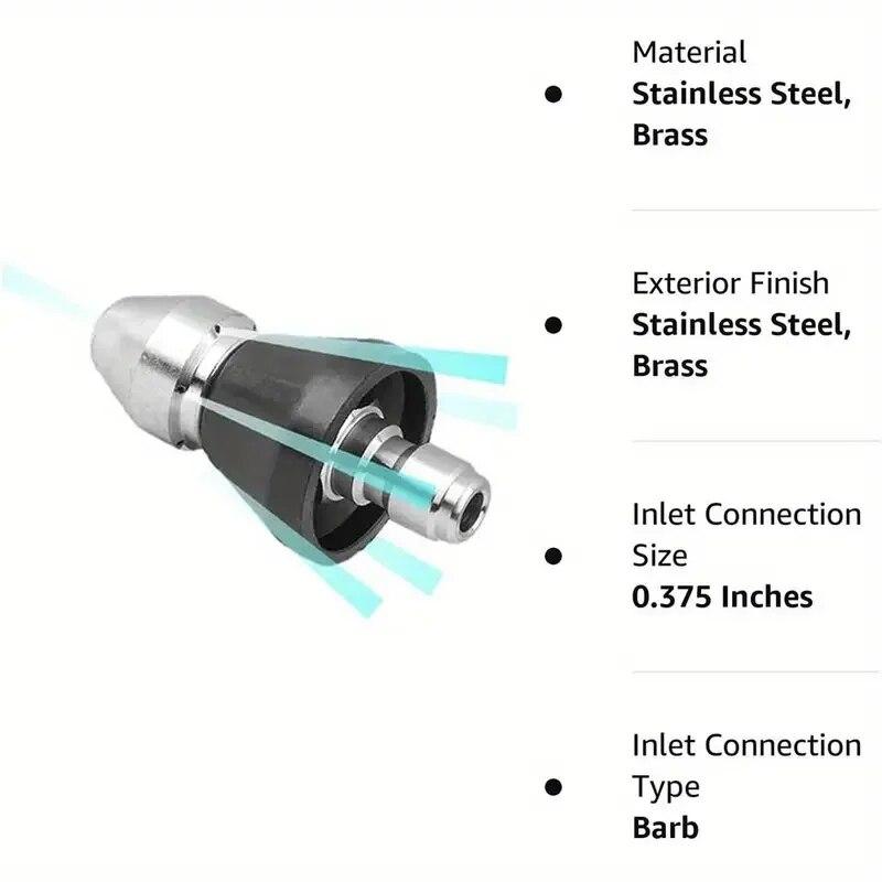 Metal 1/4"Quick High Pressure Washer 6 Jet Nozzle Universal Washing Machine Drain Pipe Dredging Cleaning Nozzle