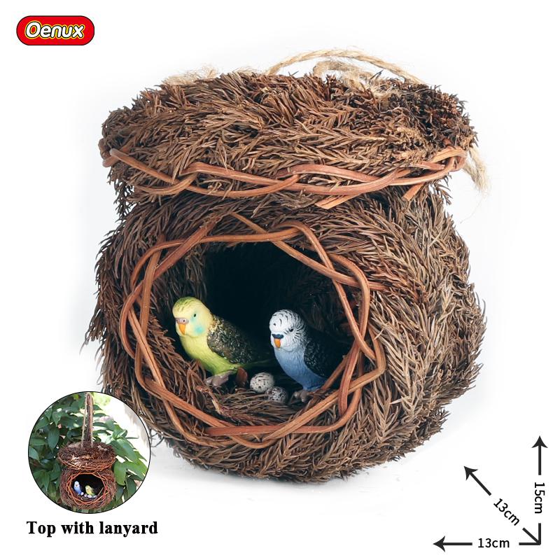 Oenux Bird Nest Animals Peacock Parrot Trogon Hornbill Owl Model PVC Action Figures Big Garden Decoration Cute Kids Toy Gift
