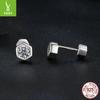 Classic Hexagonal Mozzarella Diamond Stud Earrings, Simple Personalized Fashion S925 Sterling Silver Stud Earrings