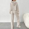 2 Pcs/Set Women Hoodie Pants Suit Drawstring Thread Long Sleeves Solid Color