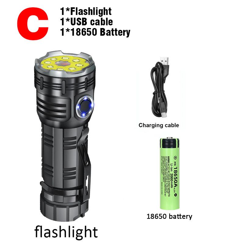 F82 8*XPG LED 3000LM Floodlight Steel Flashlight Tail Magnetic Lamp SOS Red Light Rechargeable Torch Pen Clip Camp Climing
