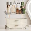 Desktop Cosmetic Organizer with 2 Drawers Plastic Countertop Makeup Storage Box for Bedroom Dresser