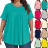 Women's Fashion Casual Solid Color Round Neck Short Sleeve Top Womens Plus Size Tops