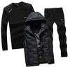 Autumn and Winter Men Thick Three Piece Sporting Suit Hoodie Vest and Sweatshirt and Pant  Long Sleeved Hoodie Vest Jacket