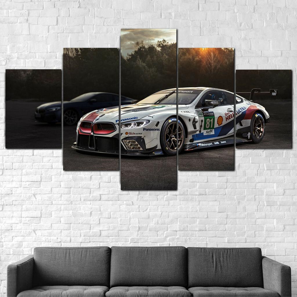 No Framed Canvas 5Pcs GTE Racing Sports Cars Wall Art Posters Pictures Paintings Home Decor for Living Room Decoration