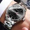 New Trend Men's Watch Men's Waterproof Tungsten Steel Style Calendar Quartz Watch Stainless Steel Date Luminous Blue Clock Business Clock