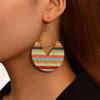 1 Pair Large Round Geometric Copper Earrings Women's Color Pattern New Design Fashion Pendant Earrings LXY
