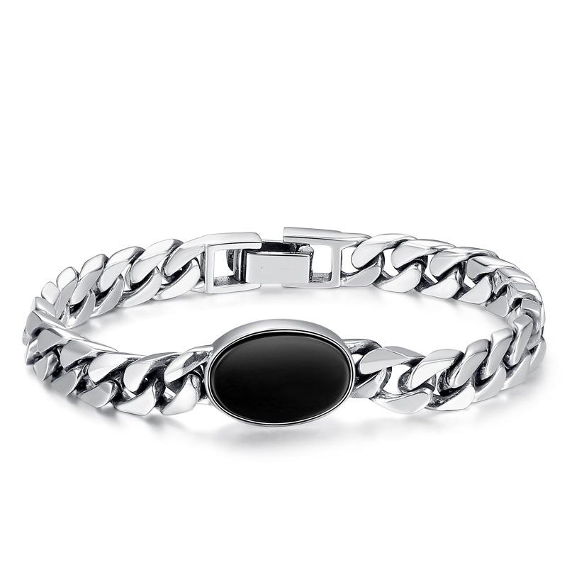Black Cuban Bracelet Men's Woven Ins Simple, Niche, Thick, Trendy and Fashionable