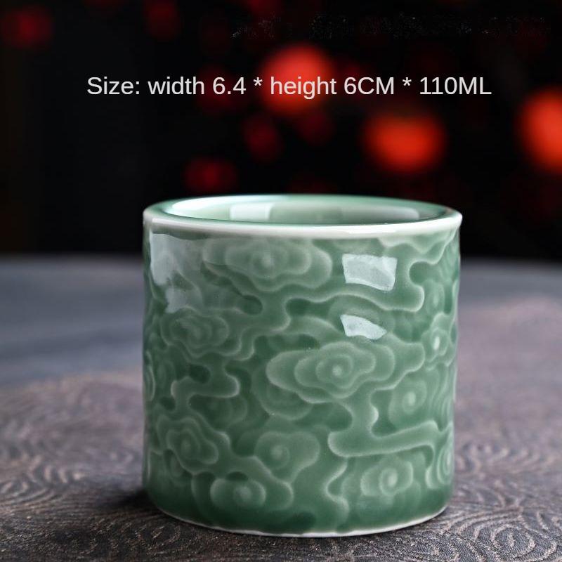 Chinese Style Simple Jade Xiangyun Master Single Cup Retro Yue Kiln Celadon Tea Set Tea Cup Personal Kung Fu Sample Large