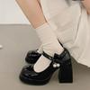 Fashion Y2K Chunky Platform High Heels Women New Leather Black Lolita Shoes Woman Elegant Mary Jane Shoes Pearl Ankle Straps Pumps