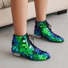 Women Gold Bling Bling Boots Silver Glitter Low Heels Green Black Sequins Booties Lace-up Zipper Woman Shoes 43