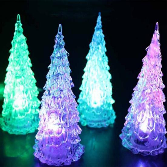 27CM Light Up Christmas Tree Colorful Lighting Battery Operated Holiday Home Decoration Acrylic LED Desktop Xmas Tree Lamp Ornament