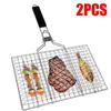 Foldable Grill Basket Portable Stainless Steel BBQ Barbecue Grilling Basket With Removable Handle Steak Fish Basket JT59