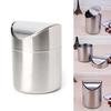 Stainless Steel Desk Trash Bin Countertop Waste Can With Swing Lid 1.5 L Mini DustBin