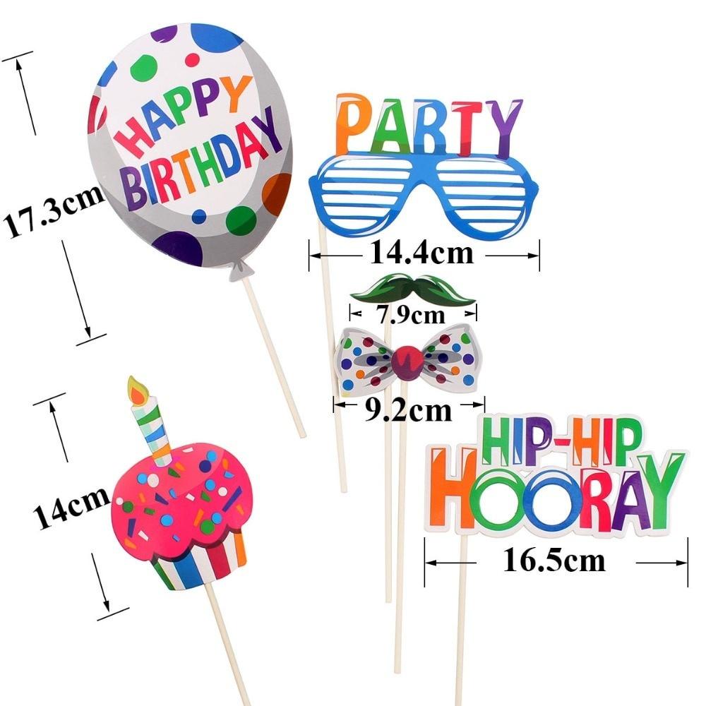 18Pcs/Set Photo Props Kids Happy Birthday Party Decorations Supplies Baby Boy Girl Adult