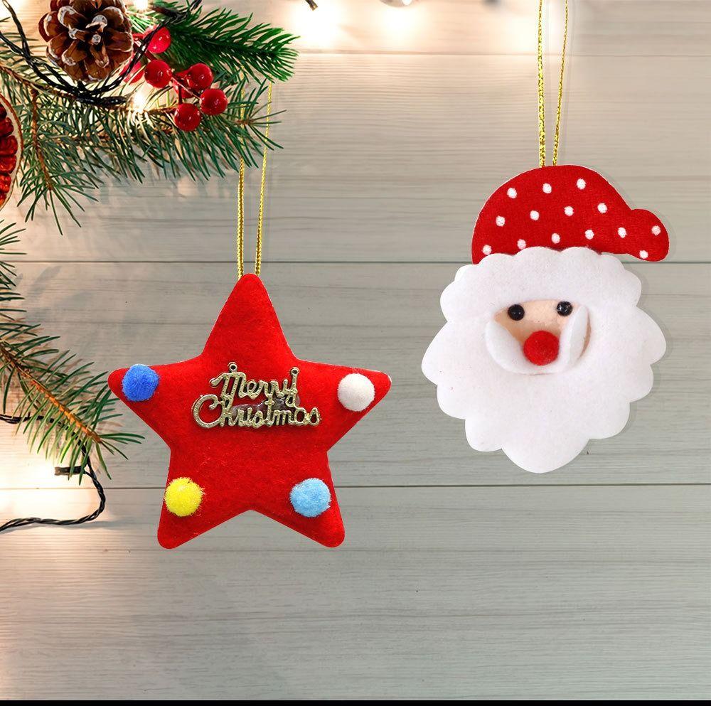15pcs Cartoon Christmas Elk Snowman Pendant Indoor Outdoor Ornaments