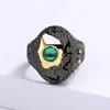 Unique Ring for Women Black Hollow Ring Inlaid with Green Zircon Jewelry Creative Women's Wedding Ring Wedding Ring