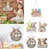 Easter Welcome Door Sign Gnome Bunny Flower Egg Door Hanging Sign Front