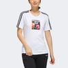 Adidas Neo Casual Sports Striped Print Straight T-Shirt Women Tops White FP7322