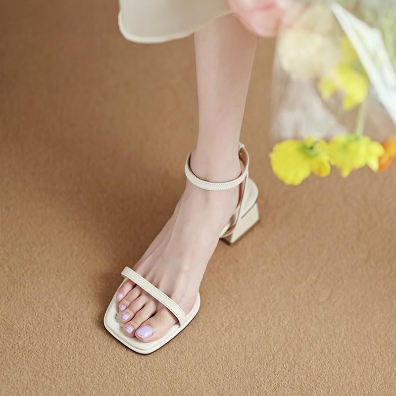 Women Square Toe Strappy Sandals Women Design Chunky Dress Shoes Summer Peep-toe Heels Party Pumps Zapatos Mujer