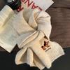 Korean Style Cute Puppy Embroidered Scarf for Women Winter Fashion Wool Blended Shawl Thickened Warm and Cold Proof Knitted Scarf