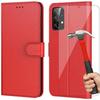 Case and Tempered Glasses - Booling - for Samsung A52 - Red - Flexible - Anti-Scratch