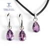 Simple Brazil Amethyst Normal Cut and Special Cut Natural Gems Fine Jewelry 925 Silver Jewelry Set Necklace Earring for Women