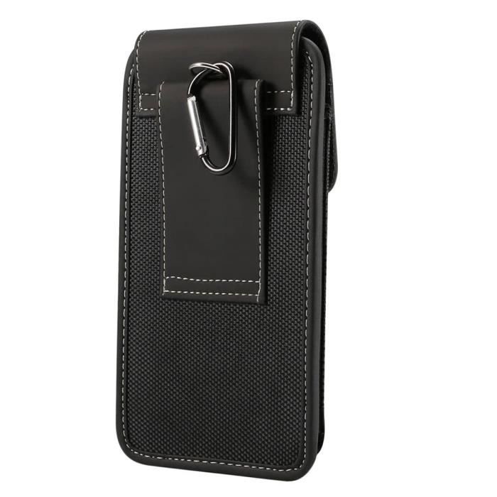 Étui Pour Oppo Reno (2019) Housse Ceinture Verticale Cuir Et Nylon - Noir