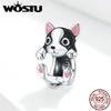 Cute Puppy Charm 925 Sterling Silver Enamel Bead for Original 3mm Bracelet DIY Jewelry