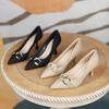 Fashion Fine Heeled Single Shoes Women's Fashion 2024 Spring Autumn New Pointed High Heels Metal Buckle Pumps Women Shoes Ladies Shoes