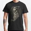 100% Cotton Summer Men T Shirts Viking Vintage Skull Beard with Headphone Printed Casual Top Tees