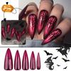 Ladies' Pointed Red Cat Eye Halloween Wearable Nail Clip(Glue 2ml)