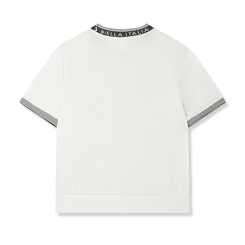 Fila Emerald Lifestyle Color Block Letter Print Round Neck Casual Sports Comfortable Knit Short Sleeve T-Shirt Women Tops White F11W514101F-WT