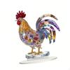 2D Rooster Acrylic Sign with Base Artwork Unique Flat Decorative Plaque Chicken Ornament for