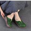Summer Hollow Retro Soft Leather Half Slippers Women's 2025 Summer New Thick-soled Flower Outer Wear Bag Head Hole Slippers