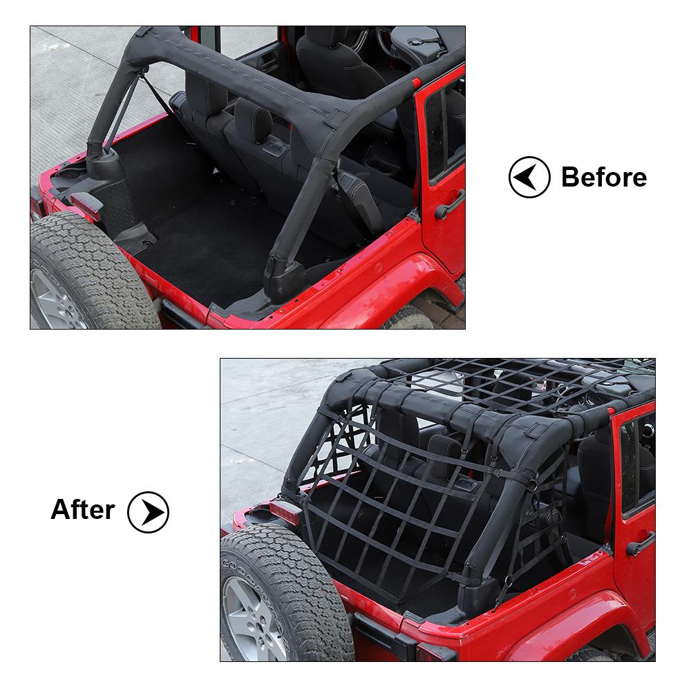Mesh Cargo Net Trunk Cargo Net for Jeep Wrangler JK JKU 2007-2017 1 PC Black