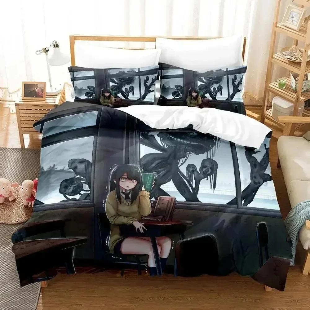 Luxury New 3D Print Anime Mieruko-chan Bedding Set Duvet Cover Bed Set Quilt Cover Pillowcase King Queen Boys Adult Bedding Set