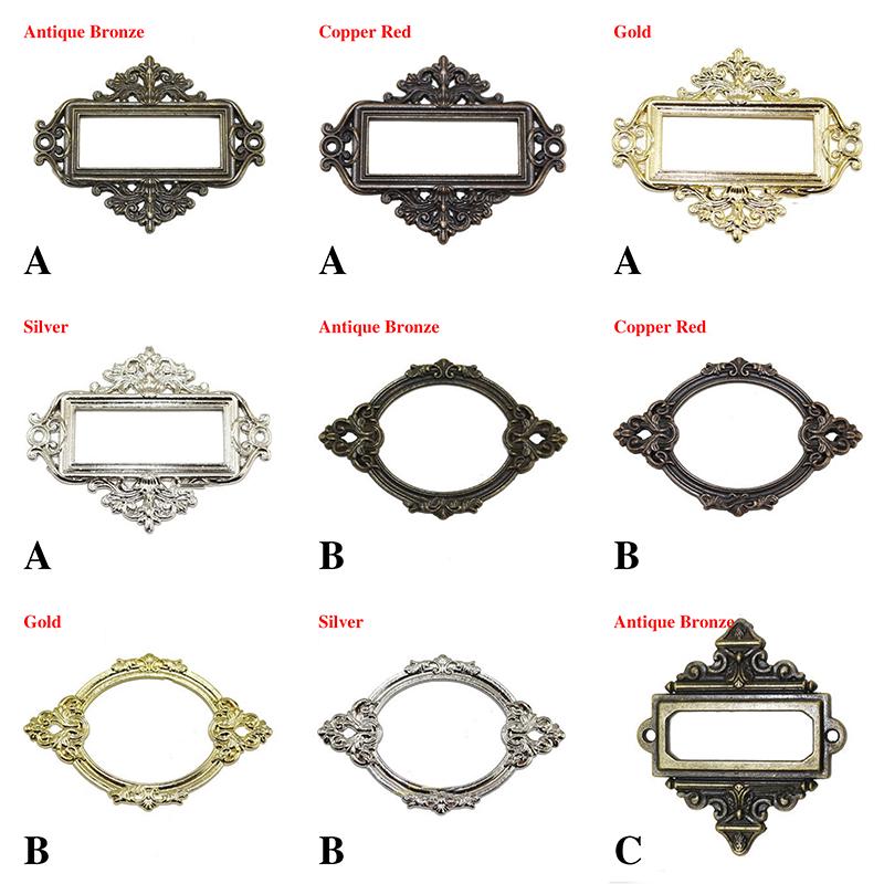 5PCs Name Card Label Frame Card Holder Antique Tags Drawer Pull Label Holder Cabinet File Vintage