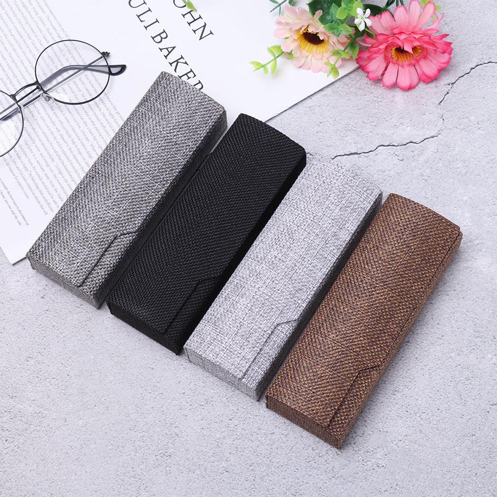 Portable Vintage Retro Square Glasses Box Glasses Linen Case Folding Eyewear Case Storage